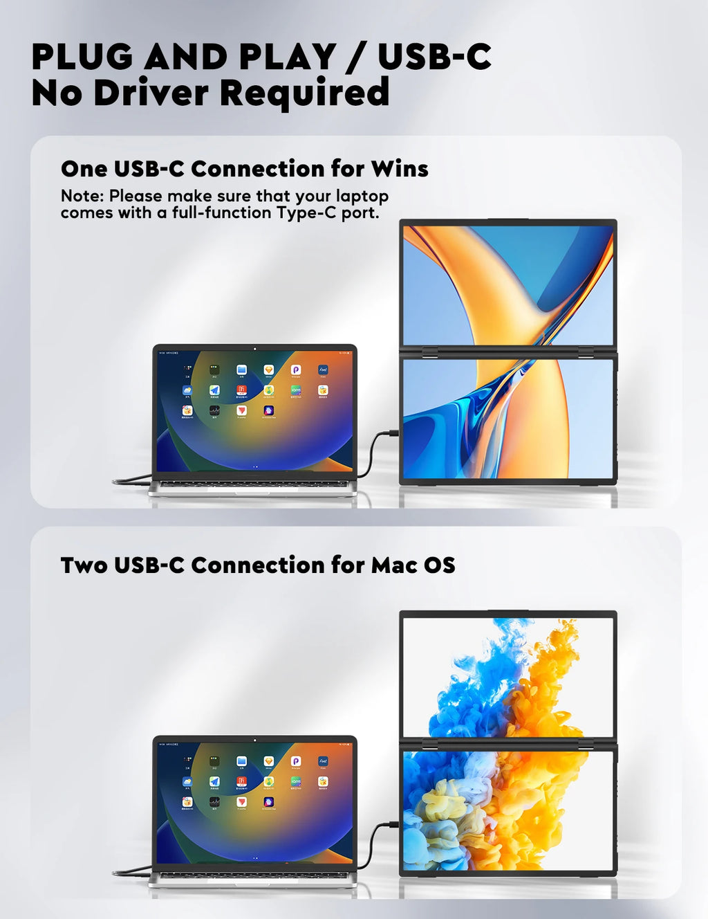 15.6” Dual Portable Monitor – For Workspace